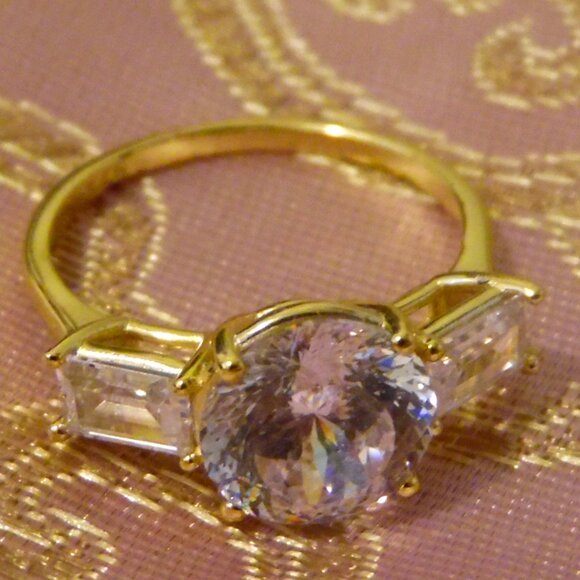 Absolute Round and Baguette Accent Engagement Ring Size 9 - Picture 5 of 5